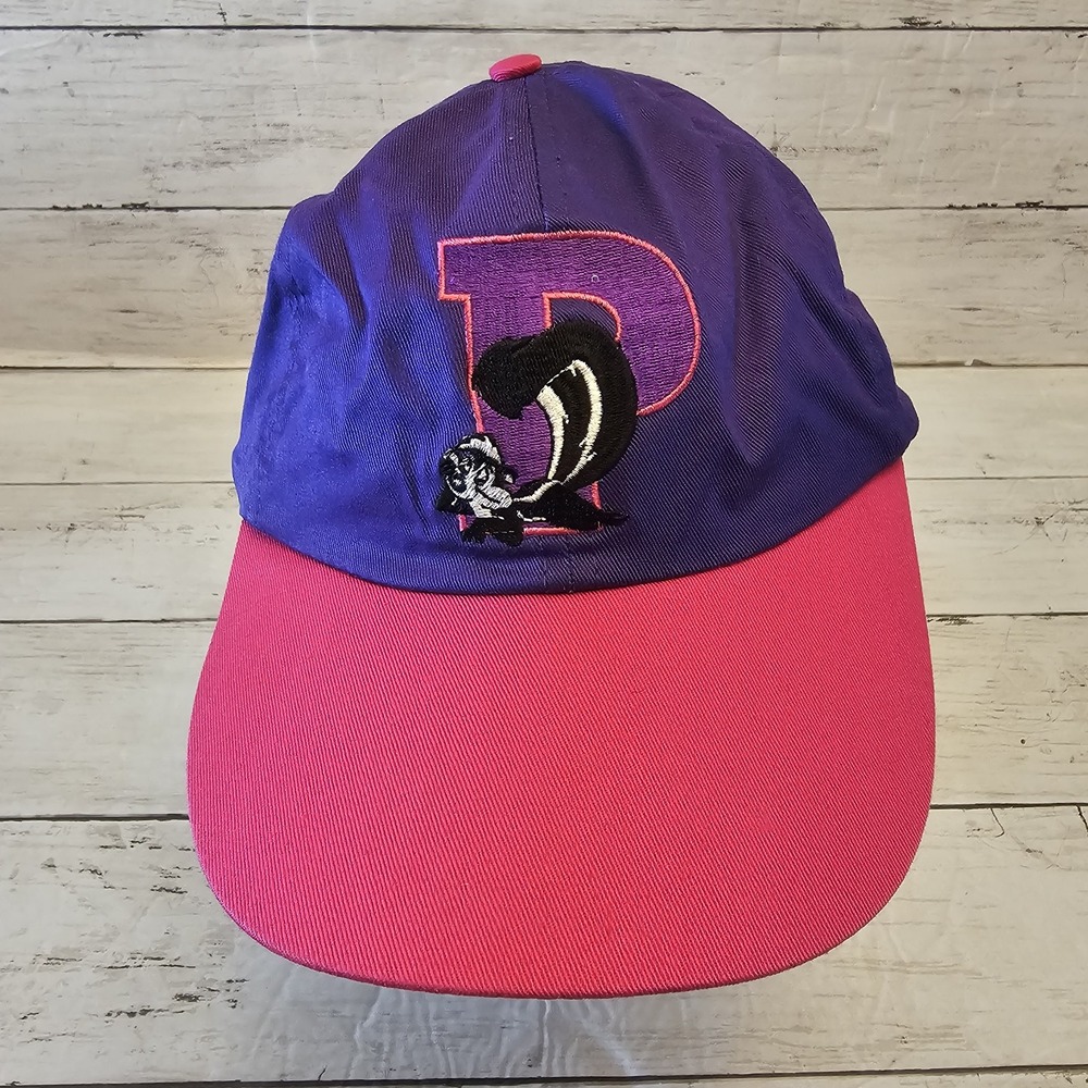 Vintage Pepe Le Pew Hat Cap Strap Back Purple Pink Embroidered Cartoon Mens 90s